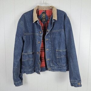 Vintage Denim Trucker Jacket Blanket Lined Corduroy Quilted Pockets Mens Large